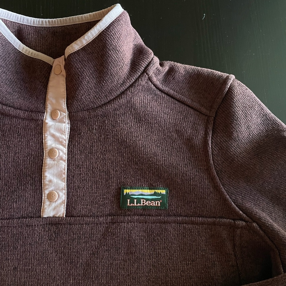 LL Bean Womens Purple Sweater Fleece Pullover 1/4 Snap